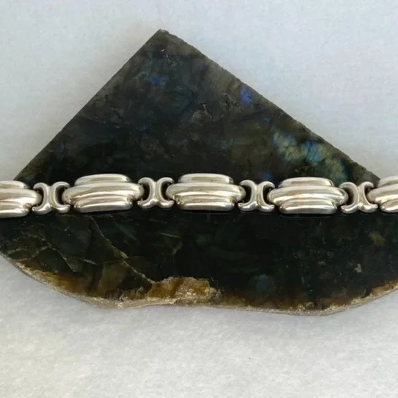 VTG Sterling Silver 925 Signed Bayanihan Modernist Panel Link Bracelet 7.25" 34g - Picture 8 of 16